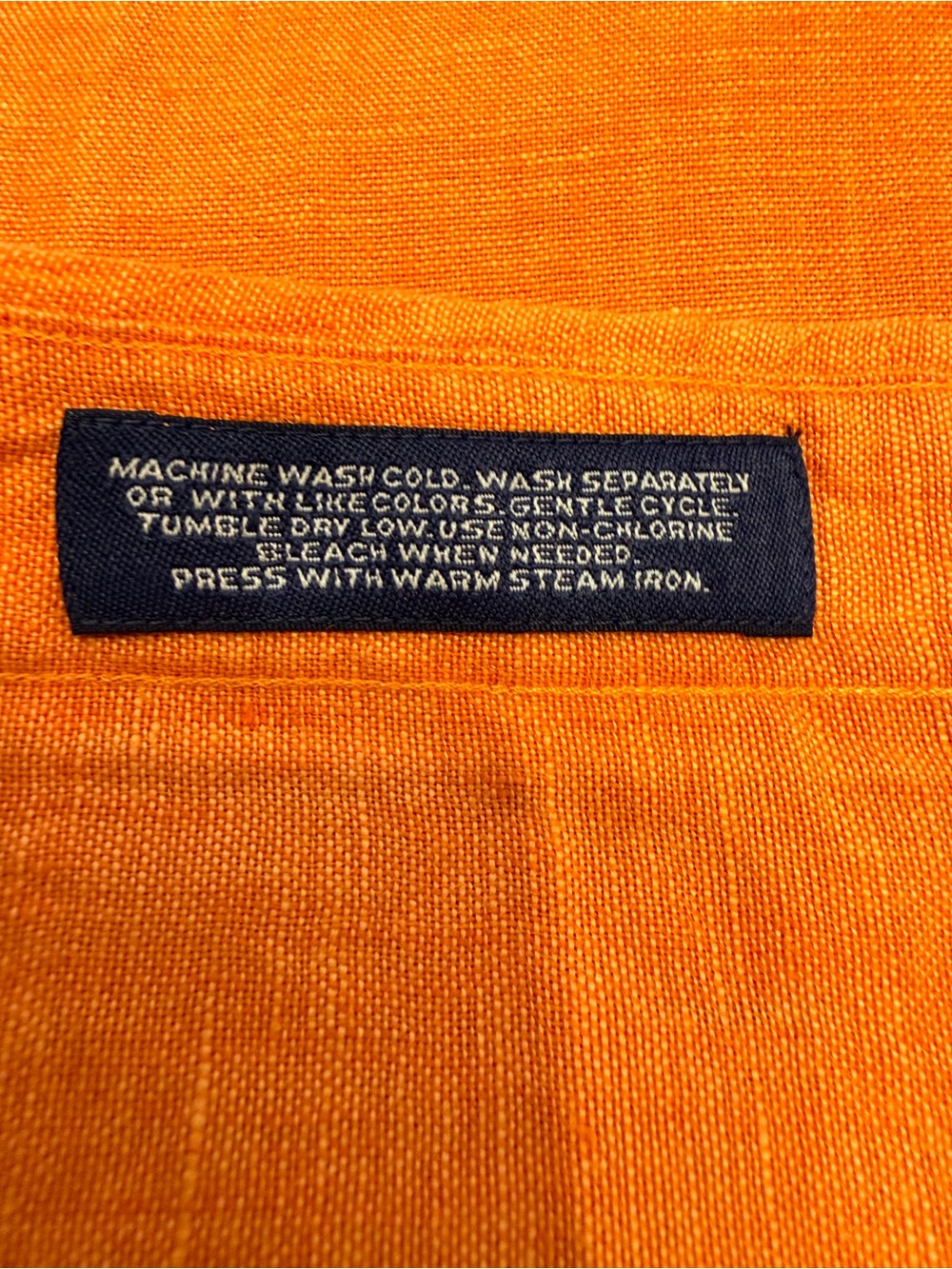 Daniel Cremieux Orange Linen Button-Down Shirt - Picture 4 of 4